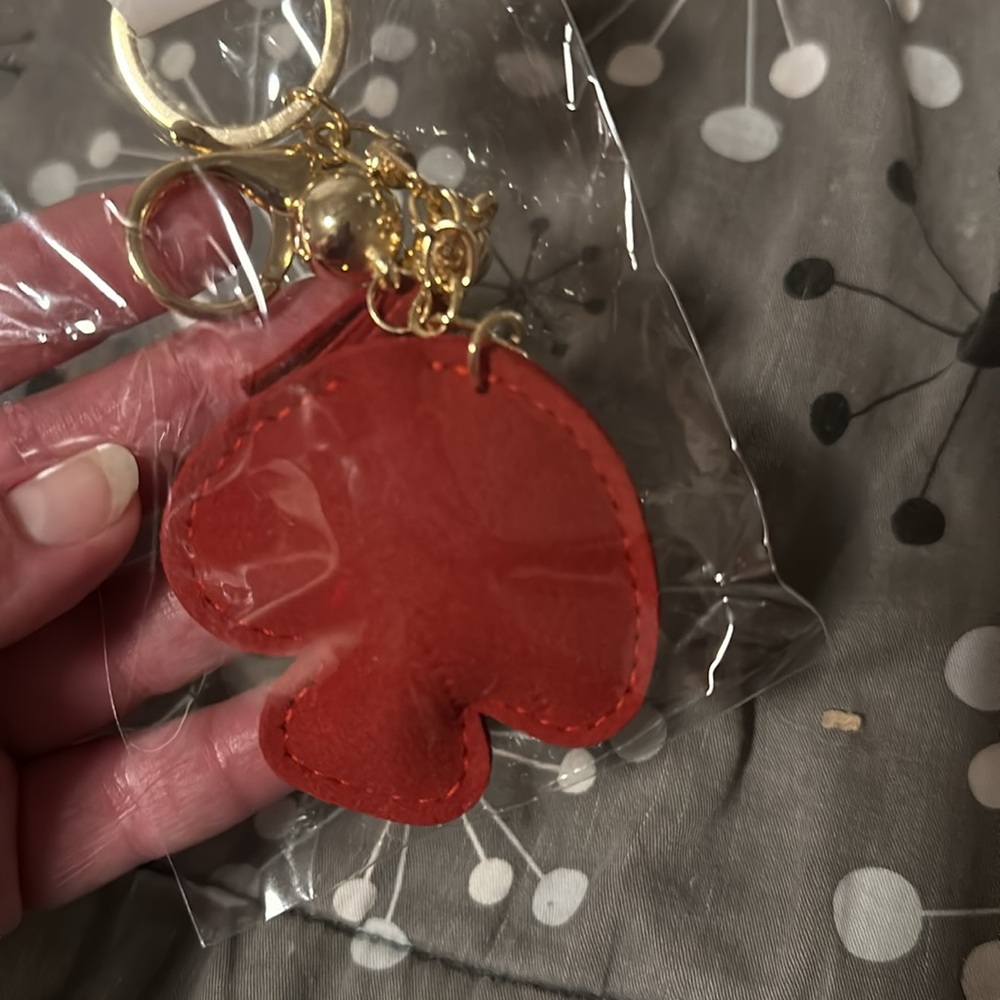 NWT puffy rhinestone chunky red mushroom keychain purse charm - Picture 5 of 6